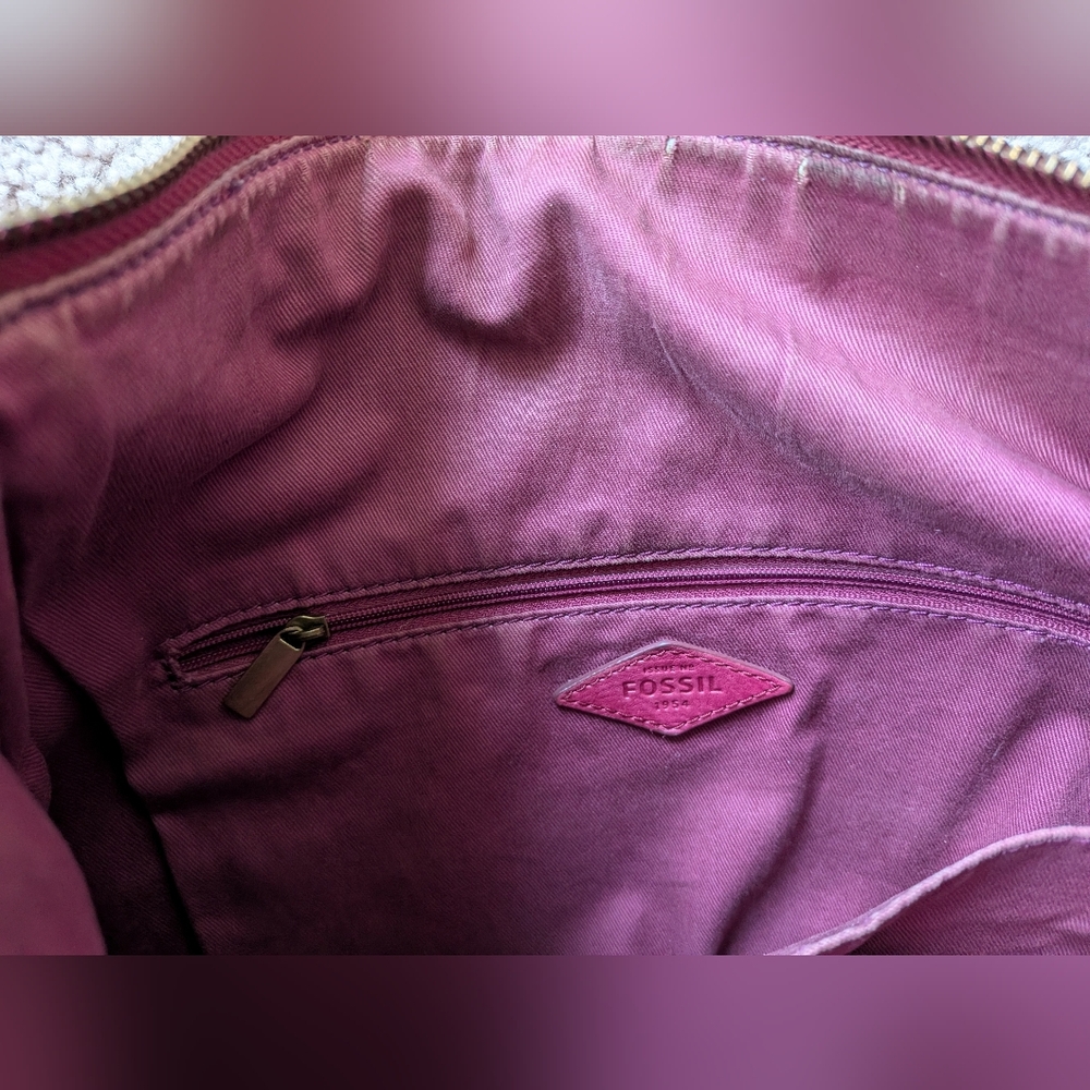 Fossil dark Pink Leather Shoulder Bag - Picture 9 of 14